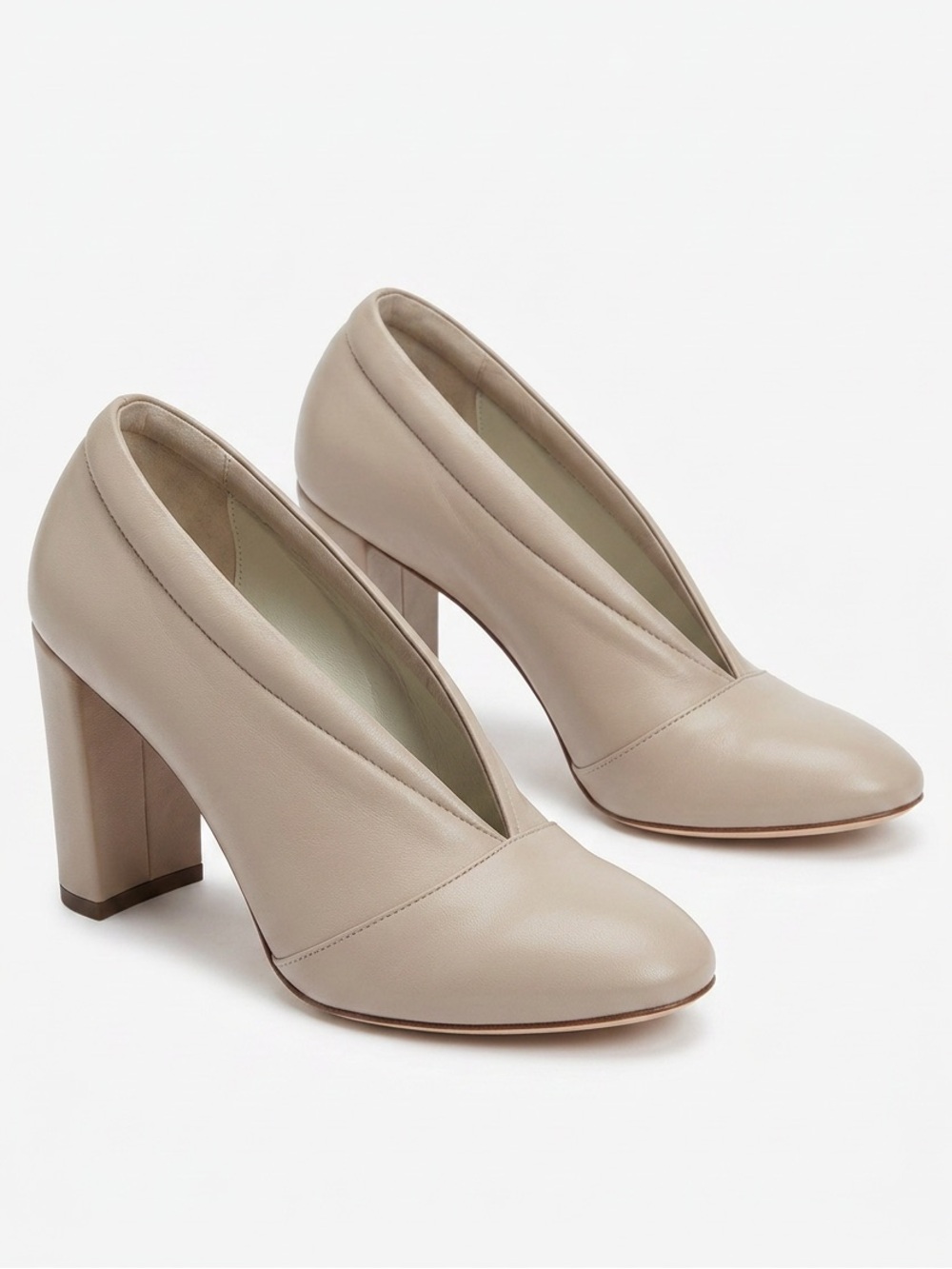 EU 39 Vinci Block Heel Glove Style Vamp Modern Retro Neutral High Fashion Unique